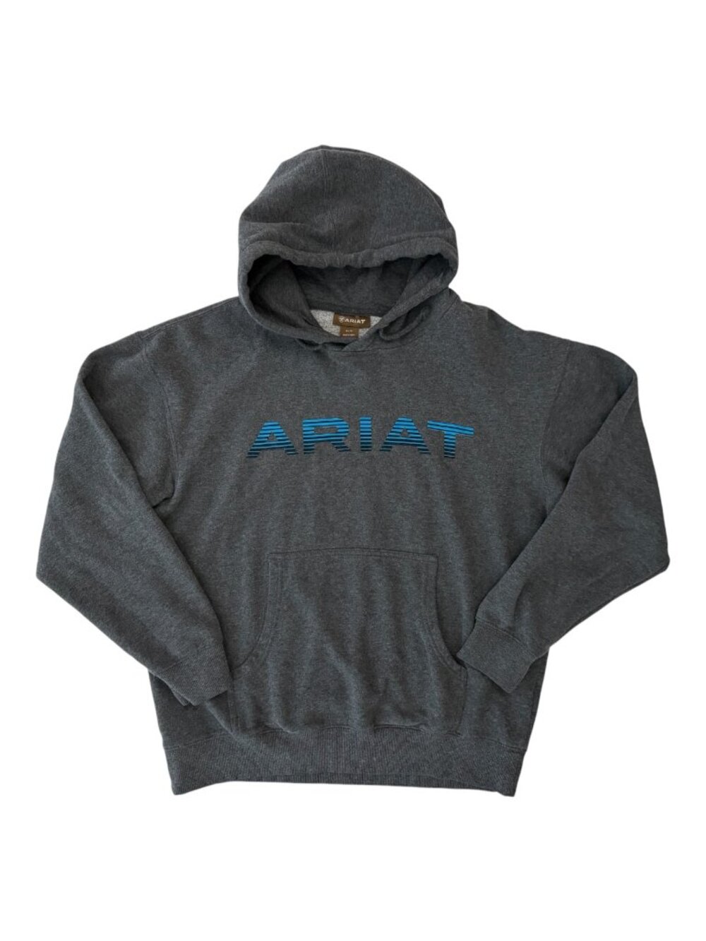 Ariat Men's Logo Graphic Pullover Hoodie Heather Gray Blue Size Medium